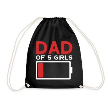DAD OF 5 GIRLS - Drawstring Bag - black - Front