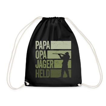 Papa Opa Jäger Held Rotwild Jagd Jagen Lustig - Turnbeutel - Schwarz - Vorne