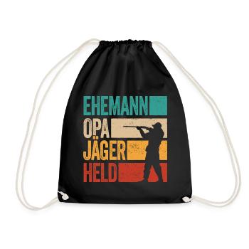 Ehemann Opa Jäger Held Rotwild Jagd Jagen Lustig - Turnbeutel - Schwarz - Vorne