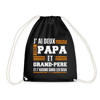 J'ai deux titres papa et papy cadeau fête des père - Sac de sport léger - noir - Devant