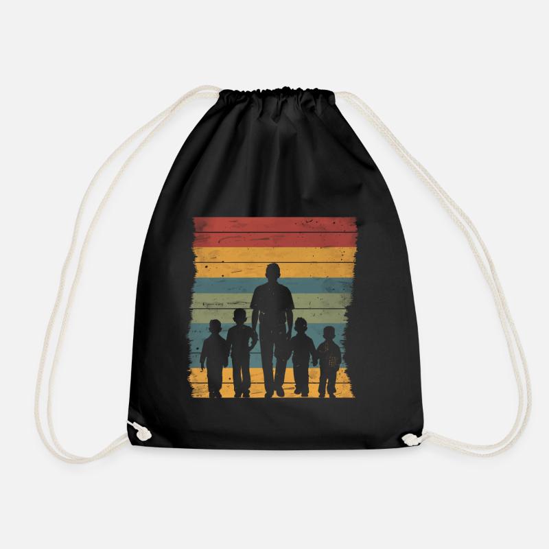 Vatertag Vater mit vier Söhnen retro vintage - Turnbeutel - Schwarz
