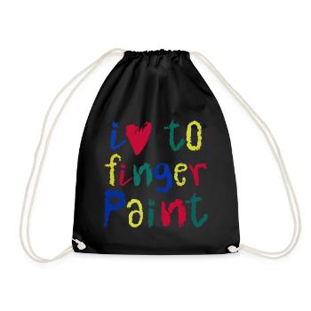 I Love Finger Paints | Painting Fun Design Kids - Drawstring Bag - black - Front