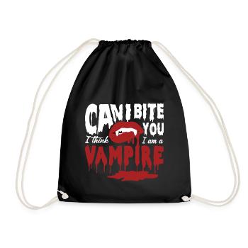 Vampire Sexy Lips Halloween Can I bite you blood - Drawstring Bag - black - Front