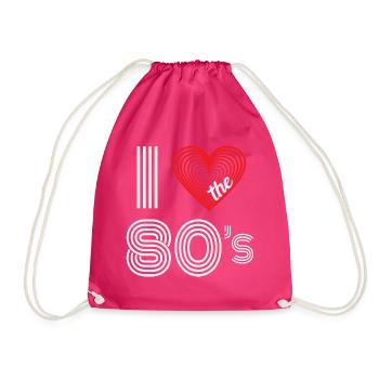 I Love The 80s Retro Karneval 80er Mottoparty - Turnbeutel - Fuchsia - Vorne