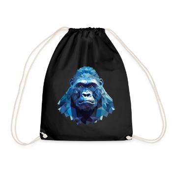 Cool Gorilla with Ice - Polygon Design - Drawstring Bag - black - Front