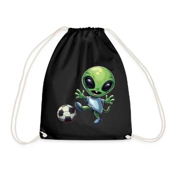 Green Alien Footballer - Drawstring Bag - black - Front