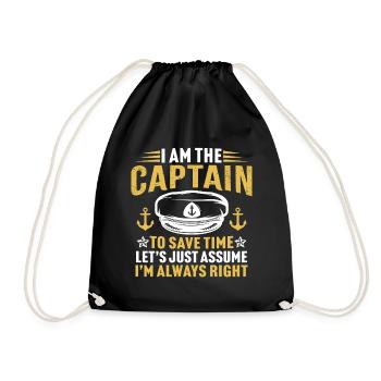 i'am the captain t-shirt gift for captain - Drawstring Bag - black - Front