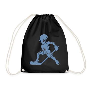 Alien Eishockeyspieler Silhouette Minimalistisches - Turnbeutel - Schwarz - Vorne