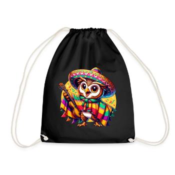 Cinco de Mayo Owl Guitarist - Drawstring Bag - black - Front