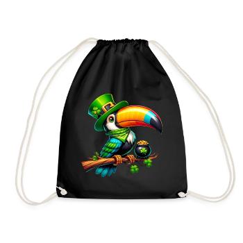 St. Patricks Day Vogel Paradiesvogel Tukan Shirt - Turnbeutel - Schwarz - Vorne