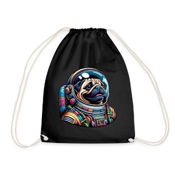 Colorful Pug Astronaut in Space - Drawstring Bag - black - Front