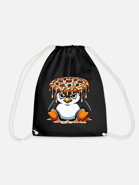 Süßer Pinguin Koch Cartoon Pizza Tollpatsch - Turnbeutel - Schwarz