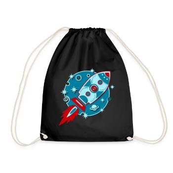 Retro Rocket Planet Space Space Sci-fi - Drawstring Bag - black - Front