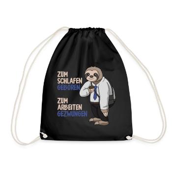 Lustiger Büro Kollege Geschenk Spruch Faultier - Turnbeutel - Schwarz - Vorne