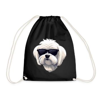 Maltese Dog The Gangster - Drawstring Bag - black - Front