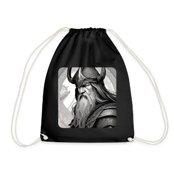Proud Viking with Horns Helmet - Drawstring Bag - black - Front