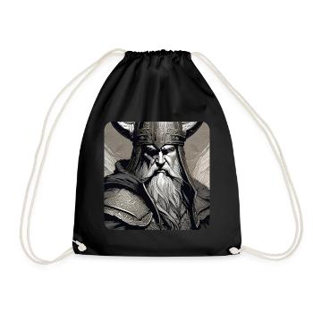 Proud Viking with Horns Helmet - Drawstring Bag - black - Front
