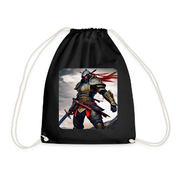Proud Cyborg Samurai with Tattoo Japan Asia Ninja - Drawstring Bag - black - Front