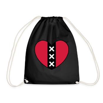 Heart with the symbol of the city of Amsterdam - Drawstring Bag - black - Front