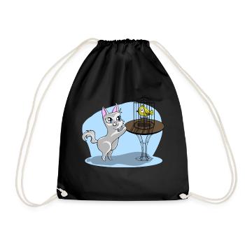 Chat avec oiseau - Sac de sport léger - noir - Devant