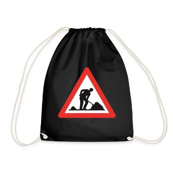 Attention chantier de construction! - Sac de sport léger - noir - Devant