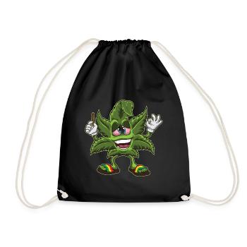 Bekifftes Cannabis Blatt - Weed Marihuana THC - Turnbeutel - Schwarz - Vorne
