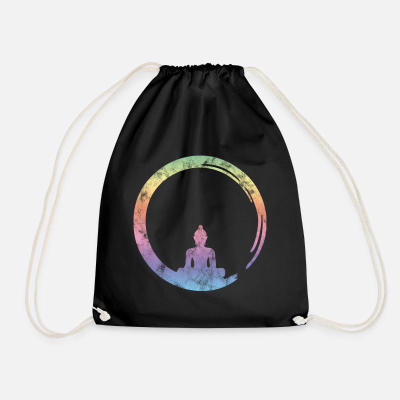 Enso Zen, Buddha, Meditation, Buddhism, Yoga - Drawstring Bag - black