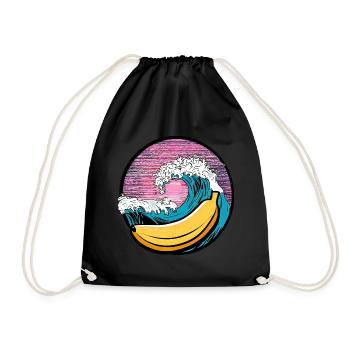 Surfing Banana Sunset - Drawstring Bag - black - Front