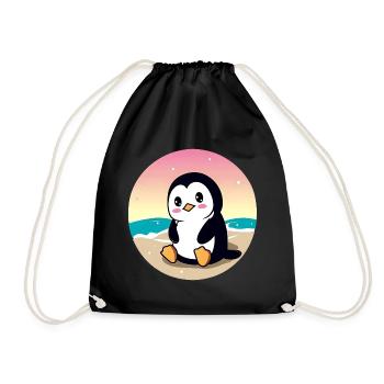 Pingouin de plage au coucher du soleil - Sac de sport léger - noir - Devant