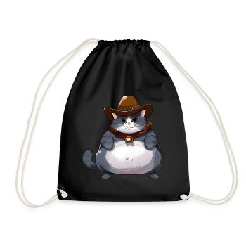 Gros chat cowboy - Sac de sport léger - noir - Devant
