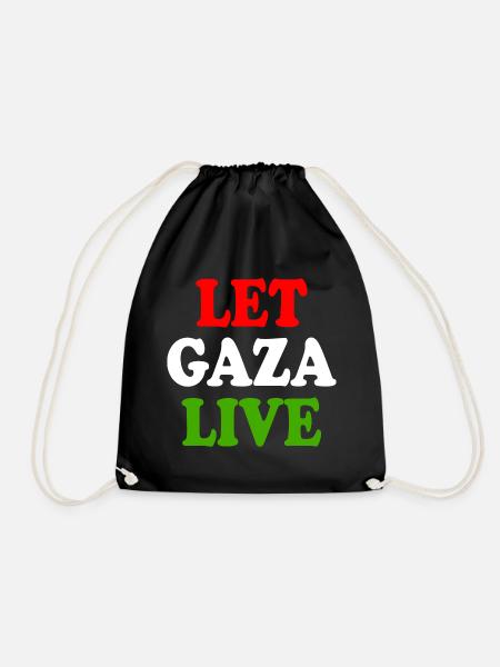 Let gaza live - Drawstring Bag - black