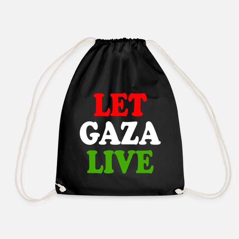 Let gaza live - Drawstring Bag - black