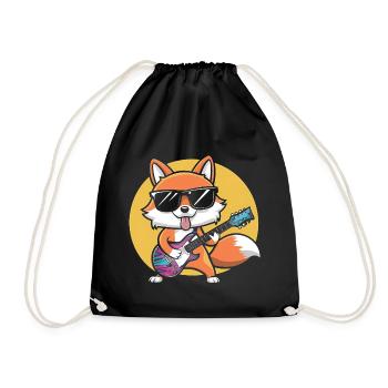 Panda Playing Guitar Gift - Drawstring Bag - black - Front