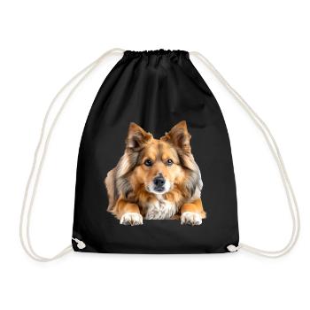 Icelandic Sheepdog - Drawstring Bag - black - Front