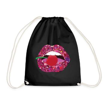 Kiss me on the cherry - Drawstring Bag - black - Front
