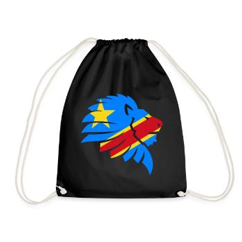 Kongo Zaire Kongu Congo Kongó Flagge Löwe Geschenk - Turnbeutel - Schwarz - Vorne