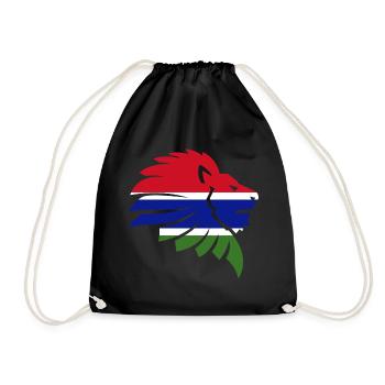 Gambia Flag Africa Lion Gift - Drawstring Bag - black - Front