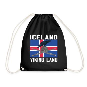 ICELAND VIKING LAND Viking Norsemen Gift - Drawstring Bag - black - Front