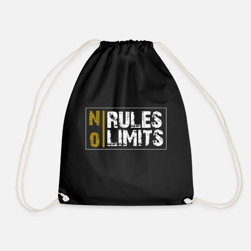 NO RULES NO LIMITS Lebensmotto Geschenk - Turnbeutel - Schwarz