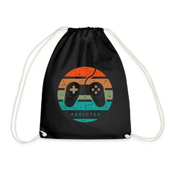jeux video addicted - Sac de sport léger - noir - Devant