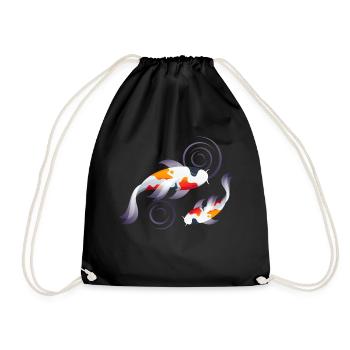 Koi carp pond - Drawstring Bag - black - Front