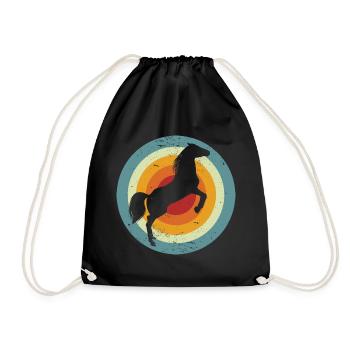 Pferd im Retro Look - Vintage Pferde Silhouette - Turnbeutel - Schwarz - Vorne