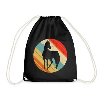 Vintage Pferde Silhouette - Pferd im Retro Look - Turnbeutel - Schwarz - Vorne