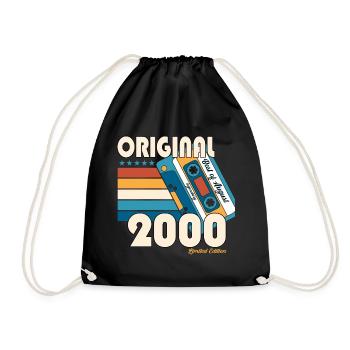 Born 2000 22nd Birthday Gift August Fun - Drawstring Bag - black - Front