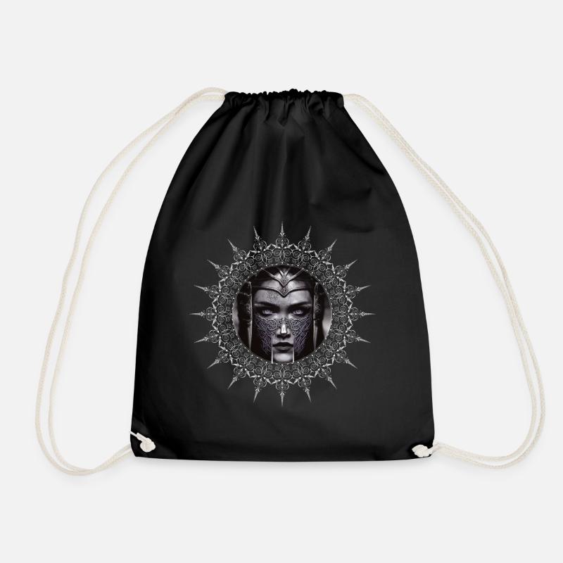 Shield Maiden Viking Warrior Middle Ages Freya - Drawstring Bag - black