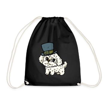 Hat Hut Dog Owner Pets Children Smaller - Drawstring Bag - black - Front
