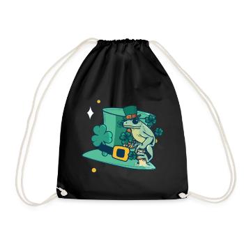 Hat Frog Lucky Charm Quark Amphibians Gift - Drawstring Bag - black - Front