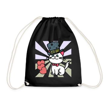 Cat Hearts Children Birthday Gift Baby - Drawstring Bag - black - Front