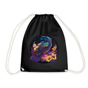 Oiseau de nuit, merle, rossignol, fleurs, en détresse - Sac de sport léger - noir - Devant