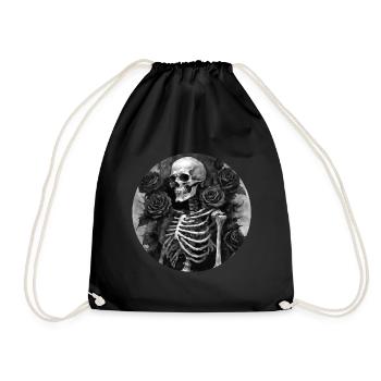 Black and White Goth Skeleton - Drawstring Bag - black - Front